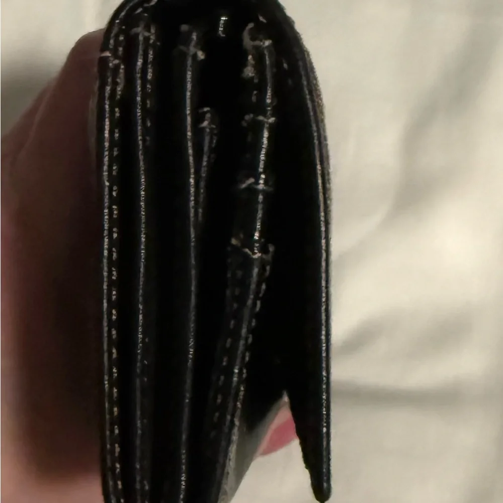 Tignanello Black Leather Wallet with Silver tone Logo! Like New!